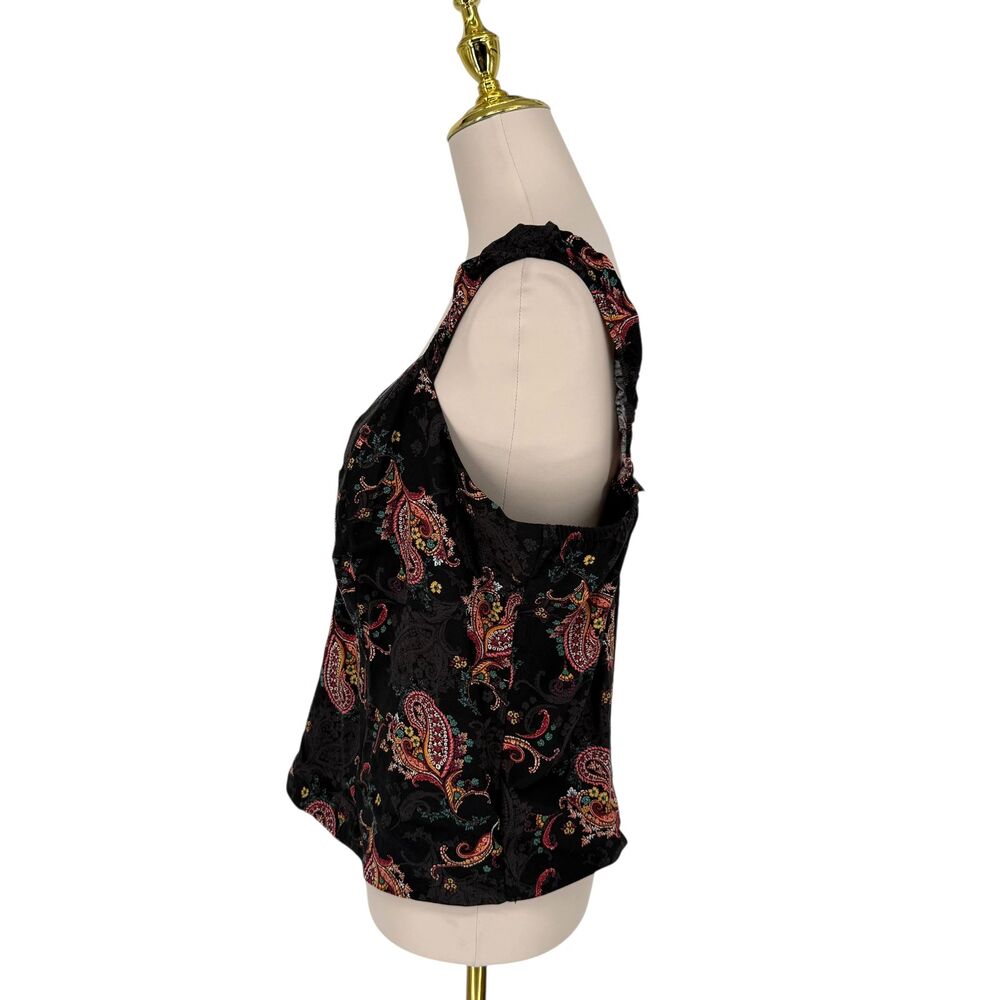Torrid Challis Smocked Top 1X 14 16 Black Paisley Floral Sweetheart Boho Crop - Picture 7 of 12